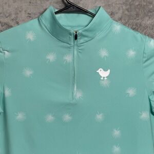 Bad Birdie Pullover Mens Small Teal Blue 1/4 Zip Palm Print Golf Stretch Preppy